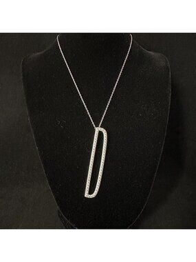Initial D Pendant Elongated Bar Necklace Signed 925 Nicki R0XX